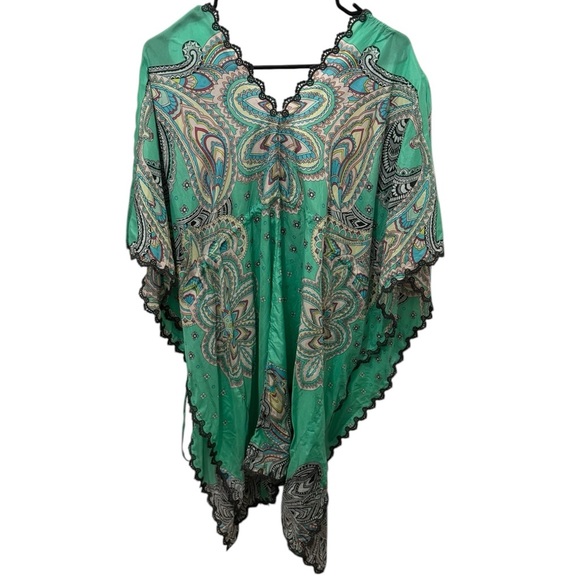 Johnny Was 100% Silk Kaftan Size Medium - Picture 2 of 4